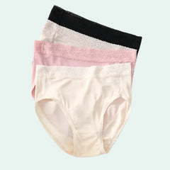 Culotte légère taille haute en soie et dentelle - Lot de 3 - Satin Lifestyle