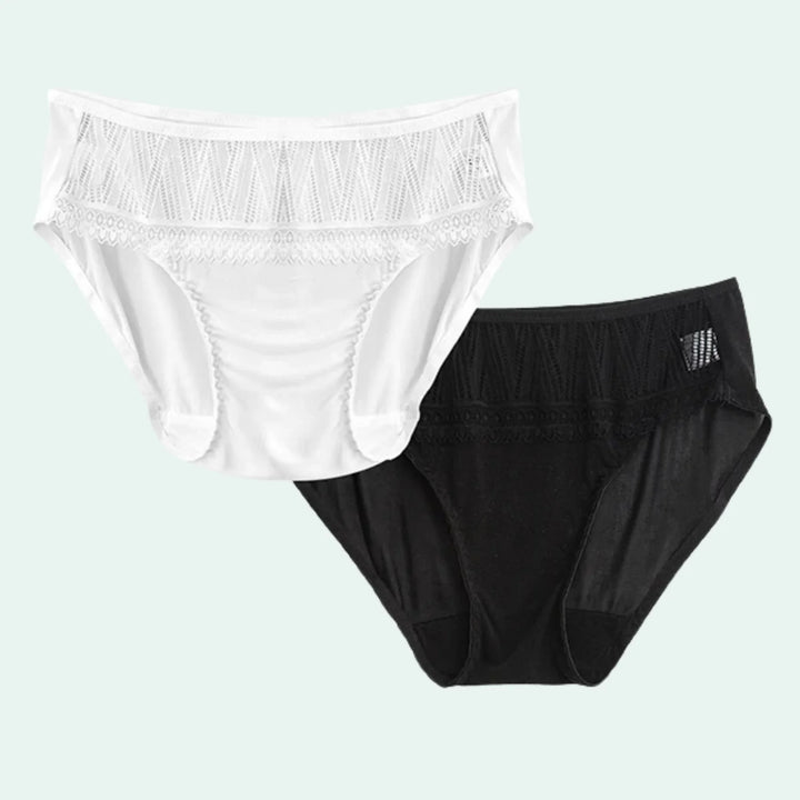 Culotte sexy en maille de soie fine et dentelle - Lot de 2 - Satin Lifestyle