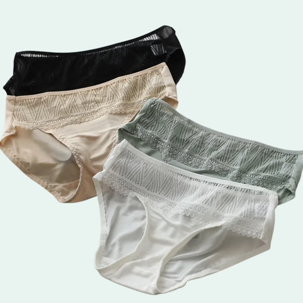 Culotte sexy en maille de soie fine et dentelle - Lot de 2 - Satin Lifestyle