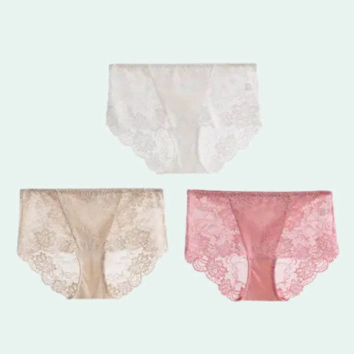 Culotte en soie et dentelle transparente - Lot de 3 - Satin Lifestyle