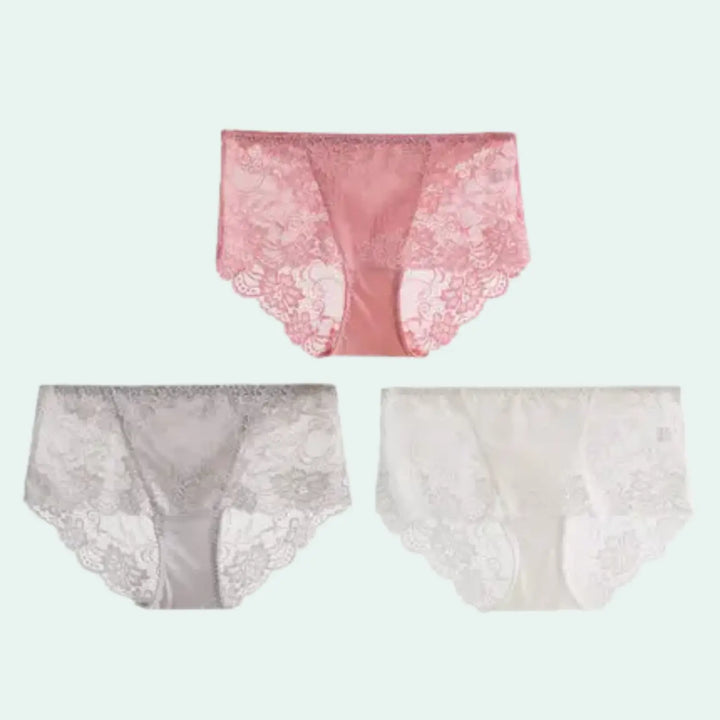 Culotte en soie et dentelle transparente - Lot de 3 - Satin Lifestyle