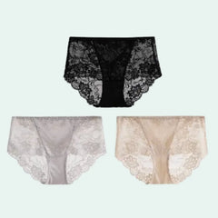 Culotte en soie et dentelle transparente - Lot de 3 - Satin Lifestyle