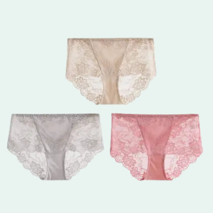 Culotte en soie et dentelle transparente - Lot de 3 - Satin Lifestyle
