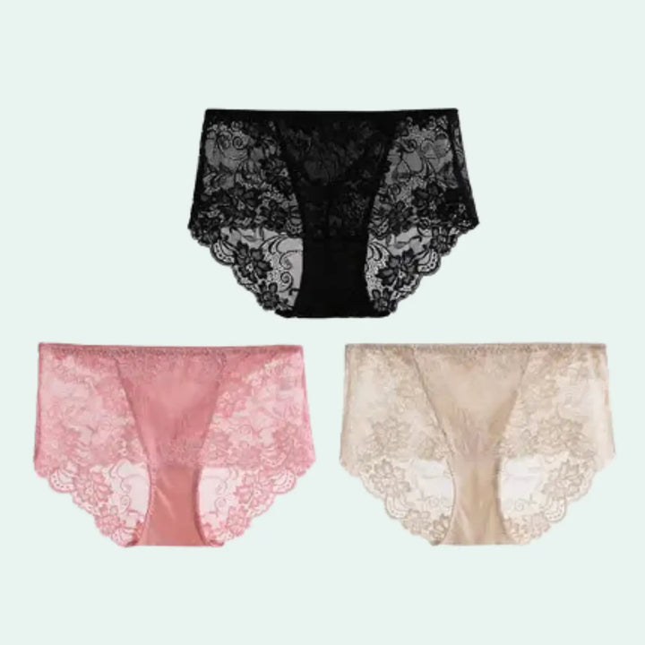 Culotte en soie et dentelle transparente - Lot de 3 - Satin Lifestyle
