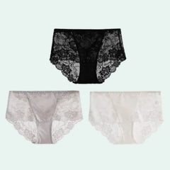 Culotte en soie et dentelle transparente - Lot de 3 - Satin Lifestyle