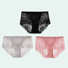 Culotte en soie et dentelle transparente - Lot de 3 - Satin Lifestyle