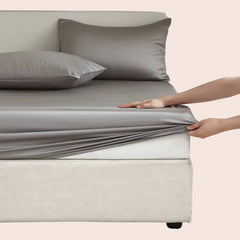 Drap-housse uni en soie de mûrier couleur grise