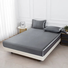 Drap-housse en satin brillant et taies d'oreillers argenté l Satin Lifestyle 