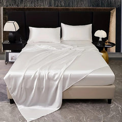 Drap plat uni en satin brillant blanc