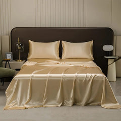 Drap plat uni en satin brillant doré