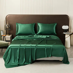 Drap plat uni en satin brillant vert