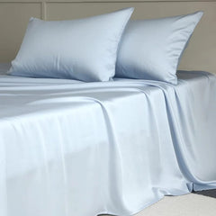 Drap plat uni en soie bleu ciel