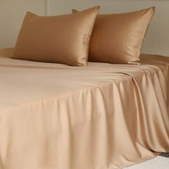 Drap plat uni en soie camel
