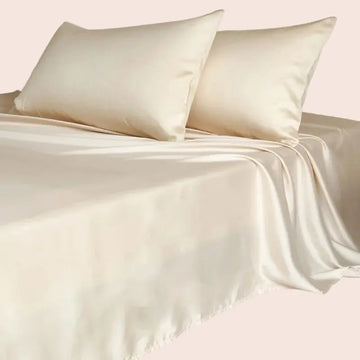 Drap plat uni en soie de mûrier couleur champagne