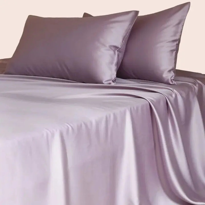 Drap plat uni en soie de mûrier couleur lavande