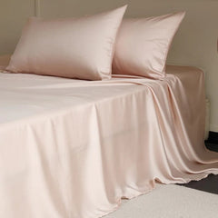 Drap plat uni en soie rose pâle