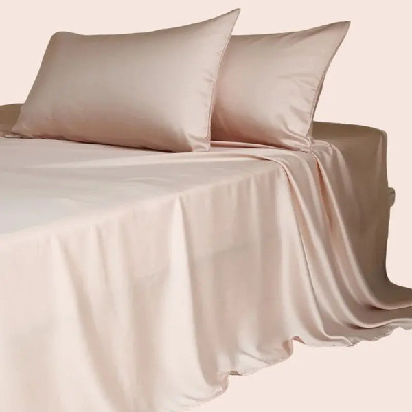 Drap plat uni en soie de mûrier couleur rose pâle