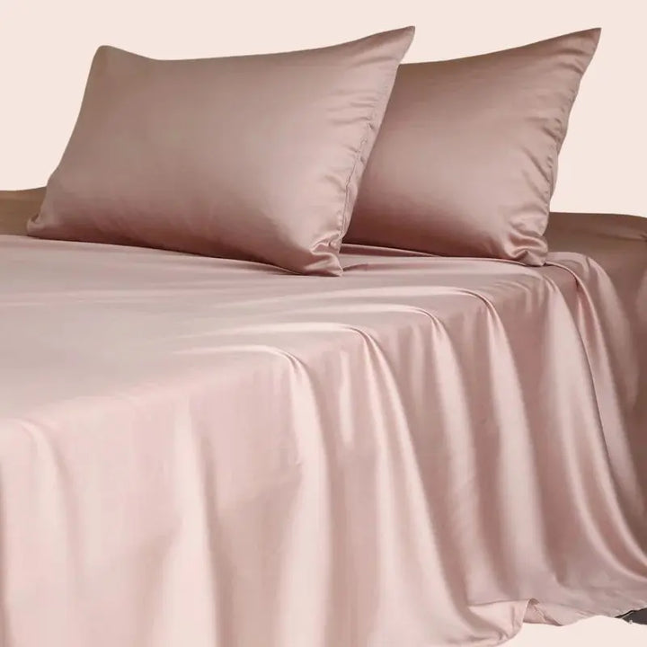 Drap plat uni en soie de mûrier couleur rose