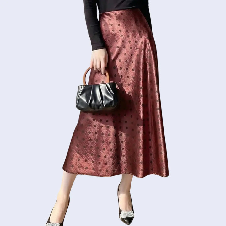 Jupe longue ajustée à pois en satin - Satin Lifestyle