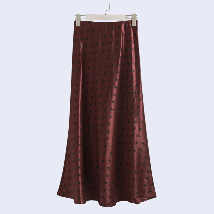 Jupe longue ajustée à pois en satin - Satin Lifestyle