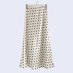 Jupe longue ajustée à pois en satin - Satin Lifestyle