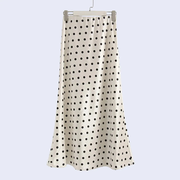 Jupe longue ajustée à pois en satin - Satin Lifestyle