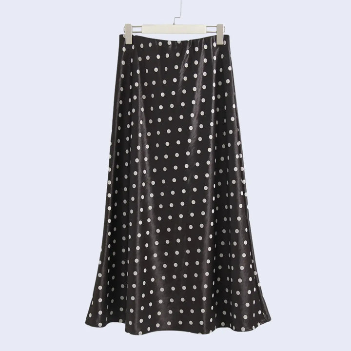 Jupe longue ajustée à pois en satin - Satin Lifestyle