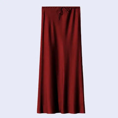 Jupe longue coupe droite ajustable en acétate et élasthanne couleur bordeaux