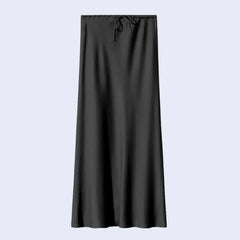 Jupe longue coupe droite ajustable en acétate et élasthanne couleur noire