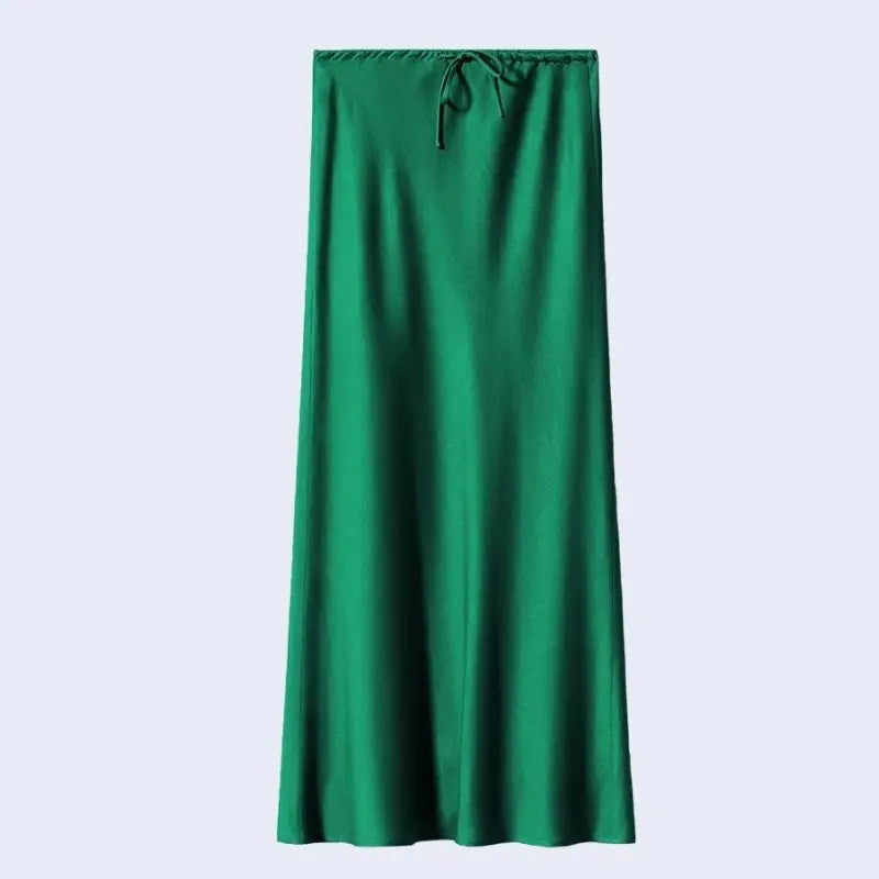 Jupe longue coupe droite ajustable en acétate et élasthanne couleur verte