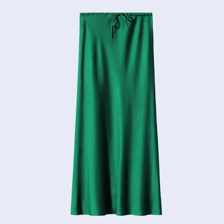 Jupe longue coupe droite ajustable en acétate et élasthanne couleur verte