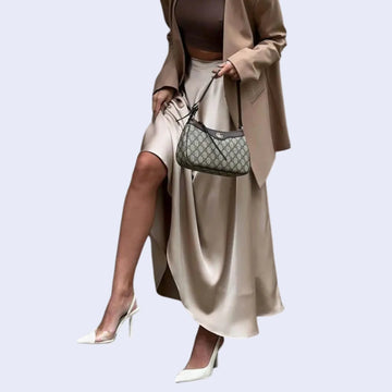 Jupe longue taille haute unie en satin l Satin Lifestyle