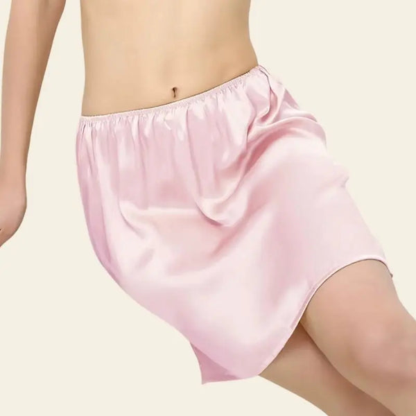 Jupon lisse en soie de mûrier couleur rose
