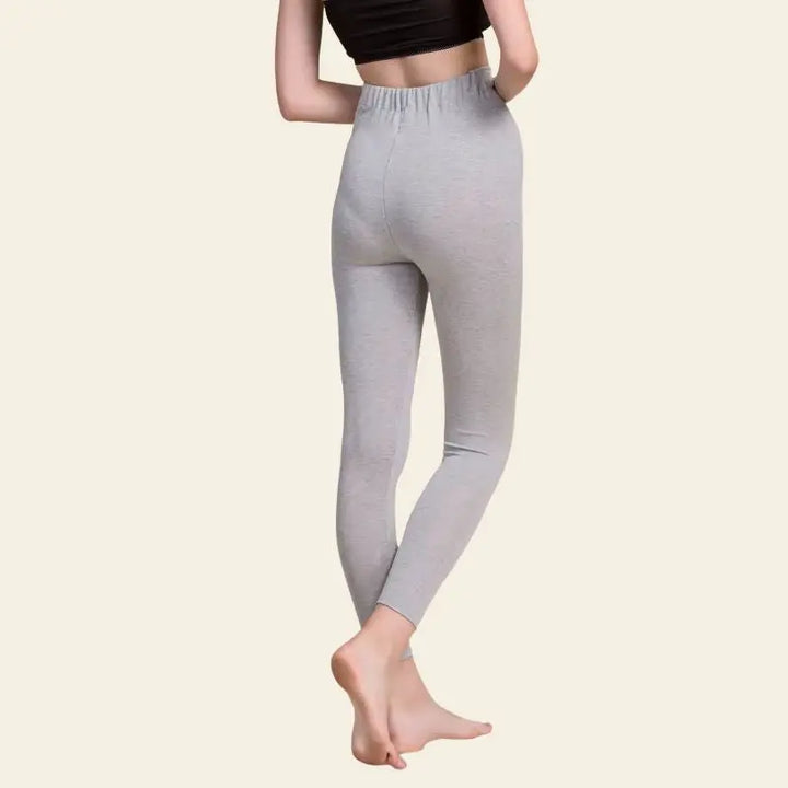 Leggings moulant d'hiver mélange soie cachemire élasthanne couleur gris de dos