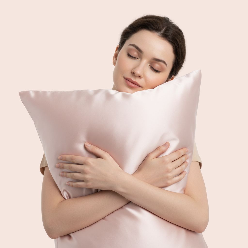 Mannequin avec un coussin et une taie d'oreiller en soie