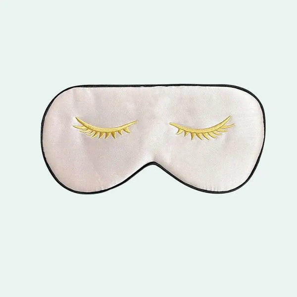 Masque de nuit en soie de mûrier motif cils dorés