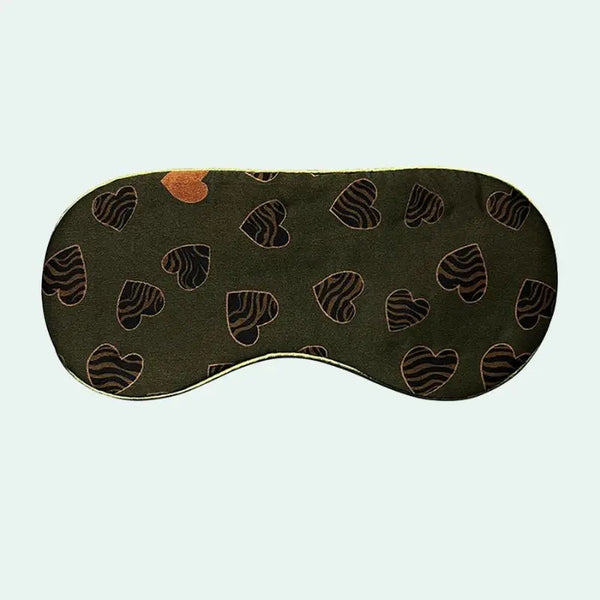 Masque de nuit en soie de mûrier motif cœurs sauvages