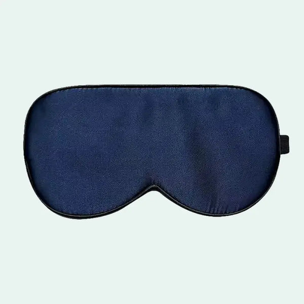 Masque de nuit à élastique noir en soie de mûrier bleu marine