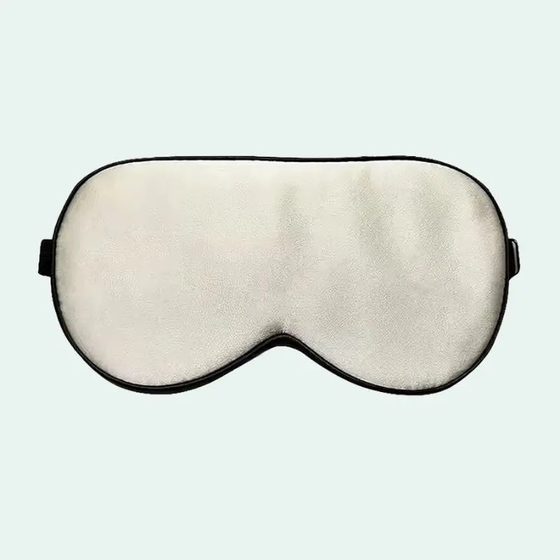 Masque de nuit à élastique noir en soie de mûrier ivoire