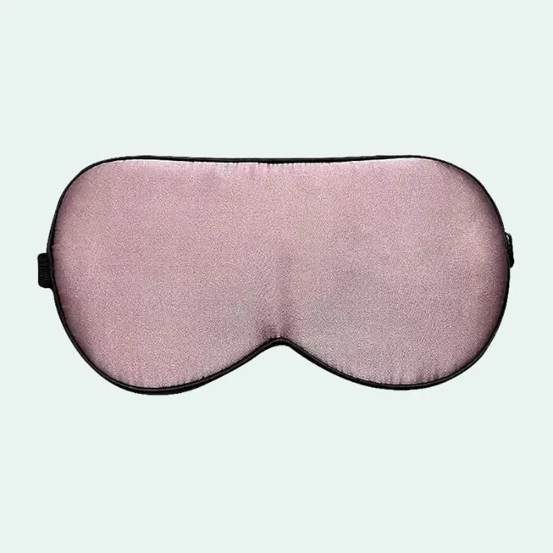 Masque de nuit à élastique noir en soie de mûrier rose foncé