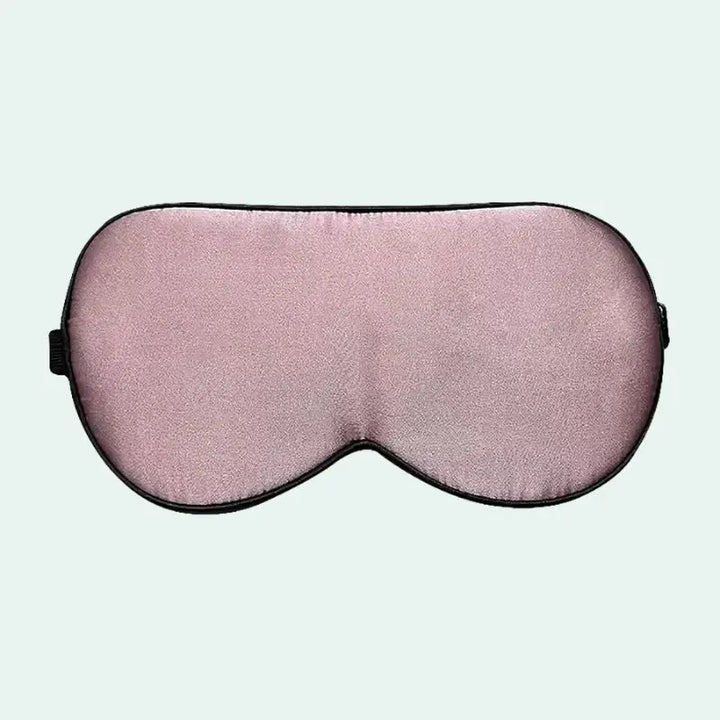 Masque de nuit à élastique noir en soie de mûrier rose foncé