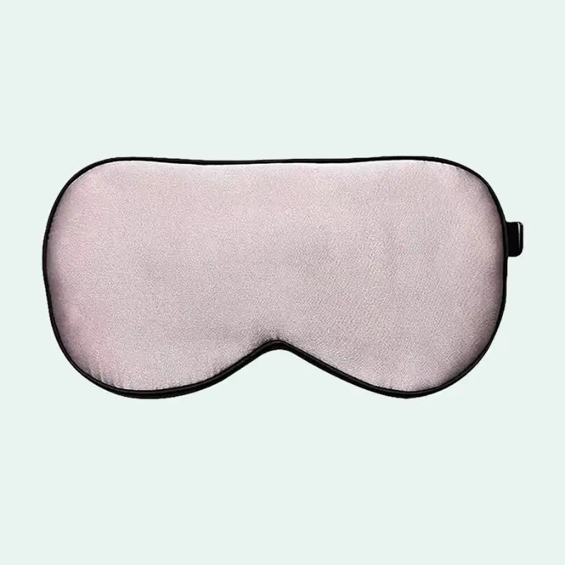 Masque de nuit à élastique noir en soie de mûrier rose