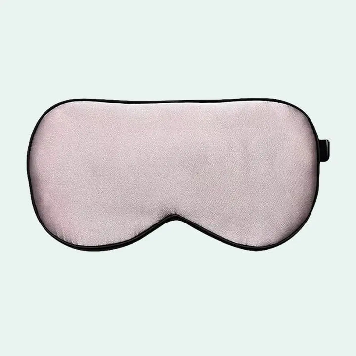 Masque de nuit à élastique noir en soie de mûrier rose