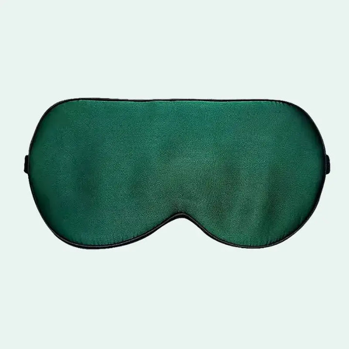 Masque de nuit à élastique noir en soie de mûrier vert