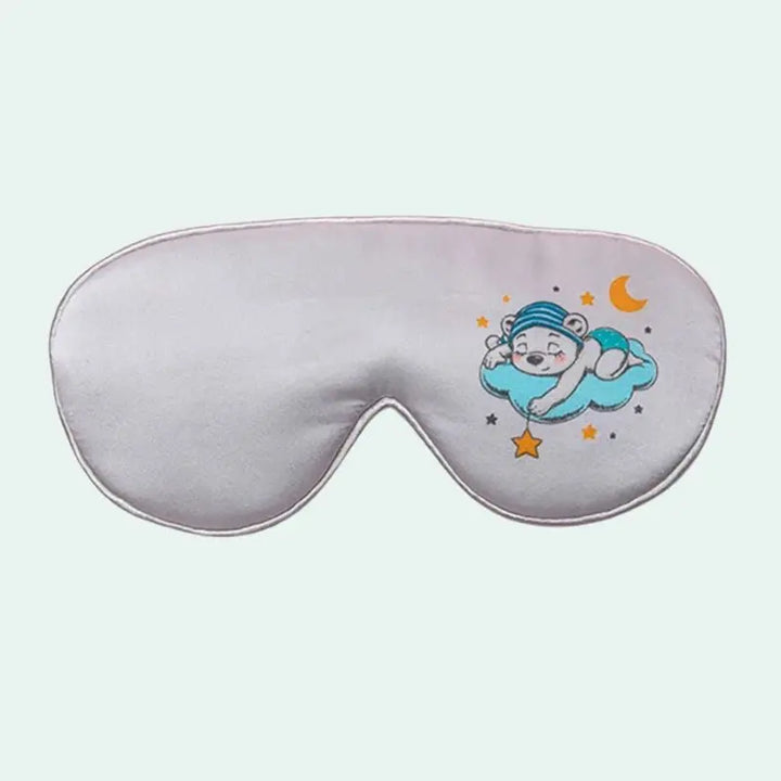 Masque de nuit en soie de mûrier pour enfant motif ourson