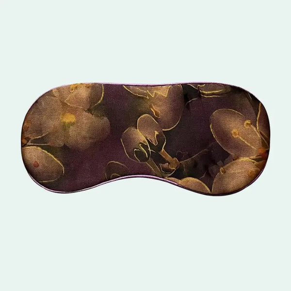 Masque de nuit en soie de mûrier motif fleurs d'orchidée