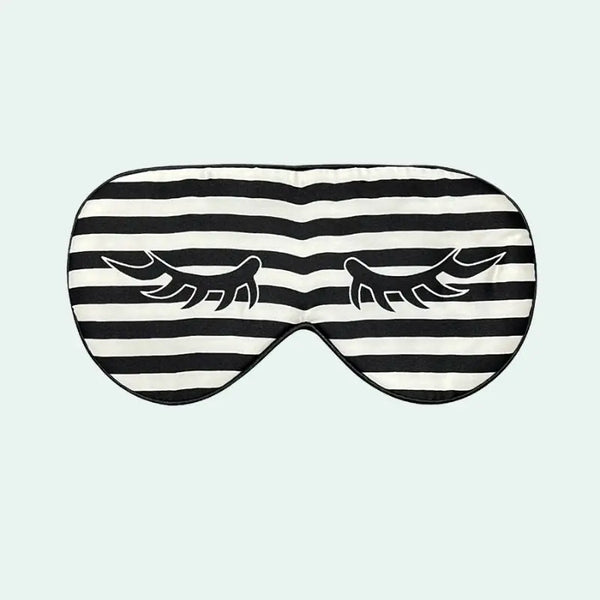 Masque de nuit en soie de mûrier motif rayures rêveuses