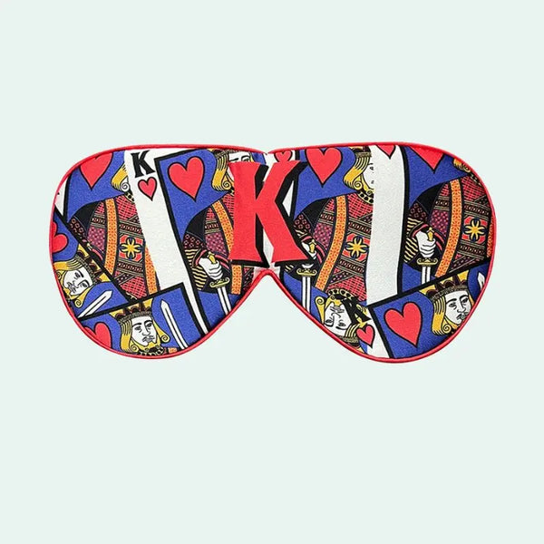 Masque de nuit en soie de mûrier motif roi de cœur