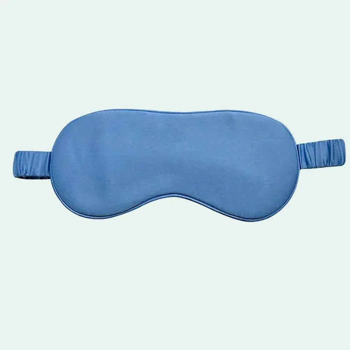 Masque de nuit en soie de mûrier uni bleu