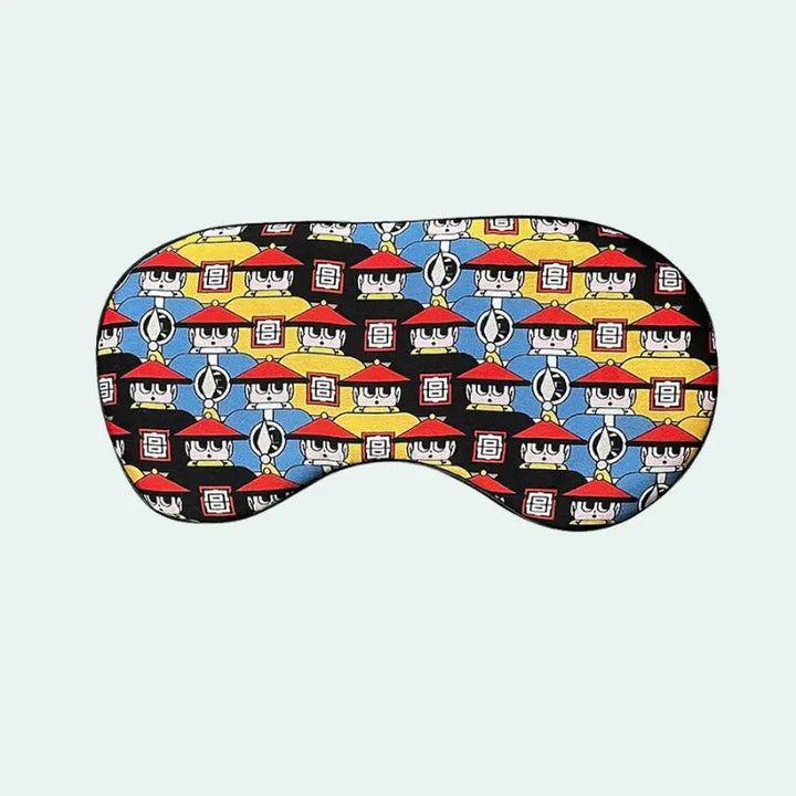 Masque de nuit en soie de mûrier motif visages colorés